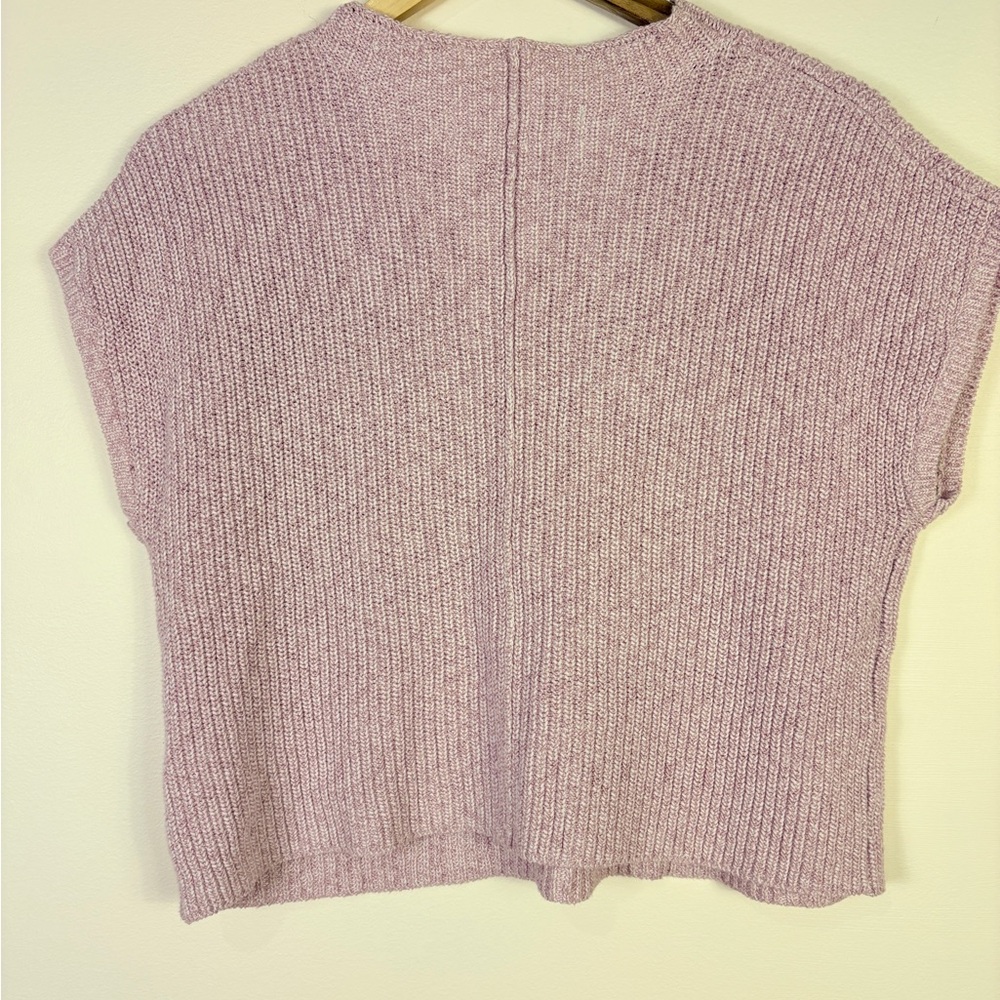 Free People Pink Freya Sweater Ribbed Cotton Short Sleeve with Pocket - Picture 2 of 8